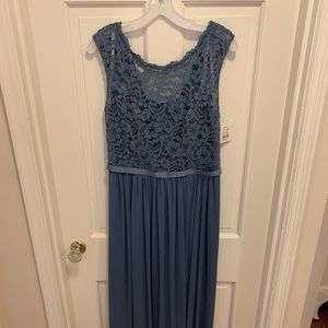 David’s Bridal Steel Blue Bridesmaid Dress